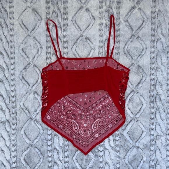 Garage Red Cowboy Bandana Crop Top - Picture 2 of 3
